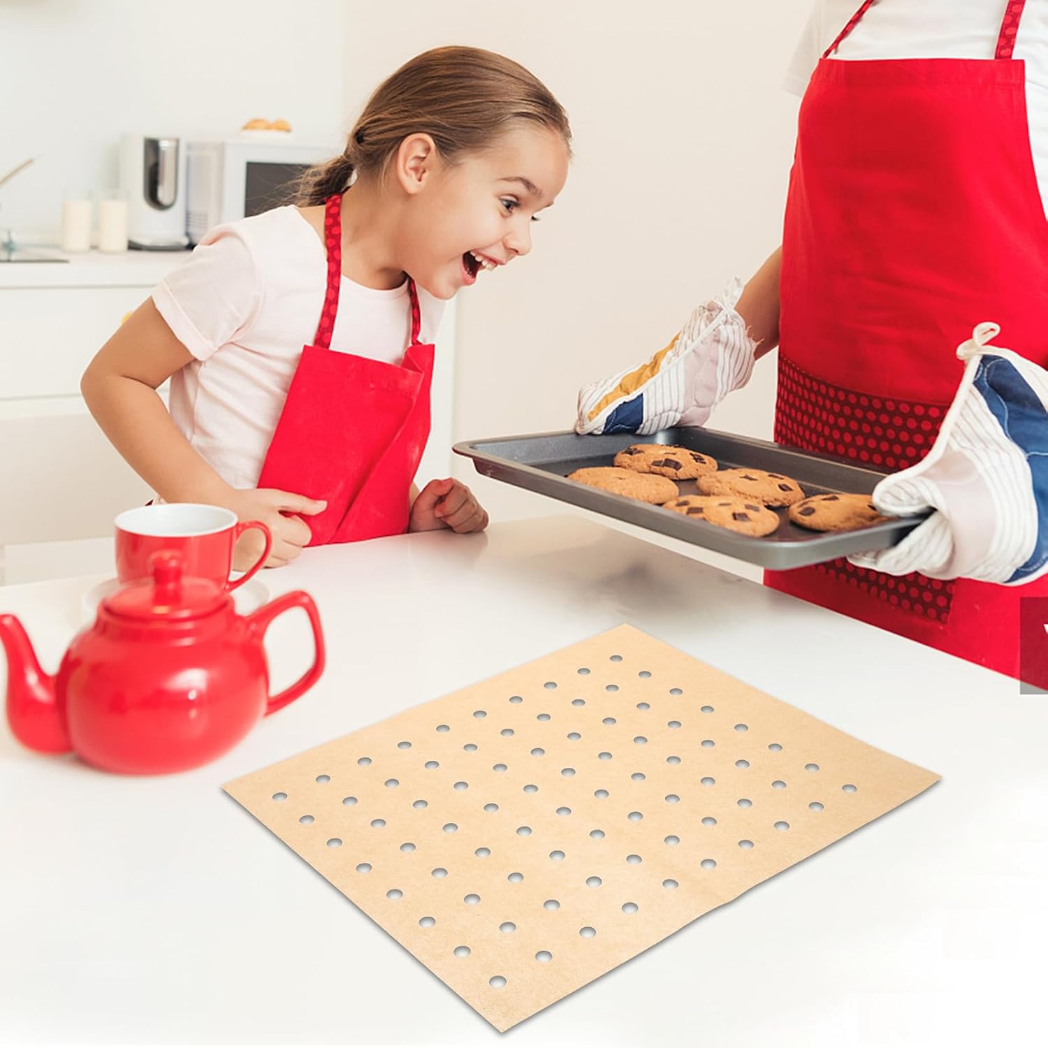 Disposable Air Fryer Paper Liner Perforated 100 Sheets Rectangular