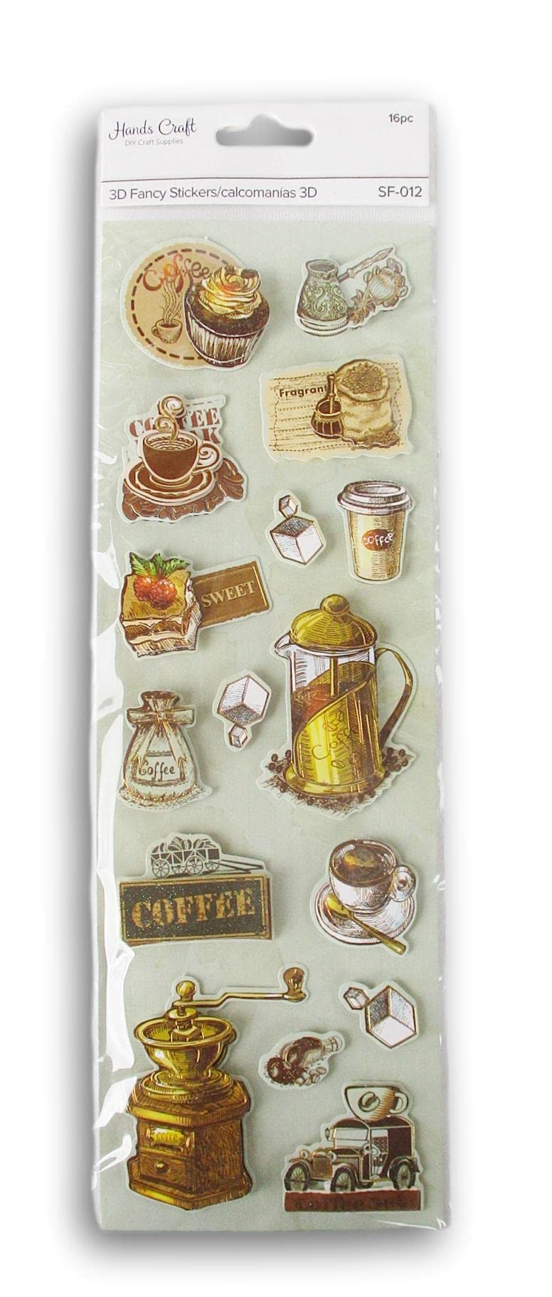 Cafe Tea and Coffee Shop 3D Dimensional Stickers for Crafts, Cardmaking, Scrapbooks & More – 16 Pc