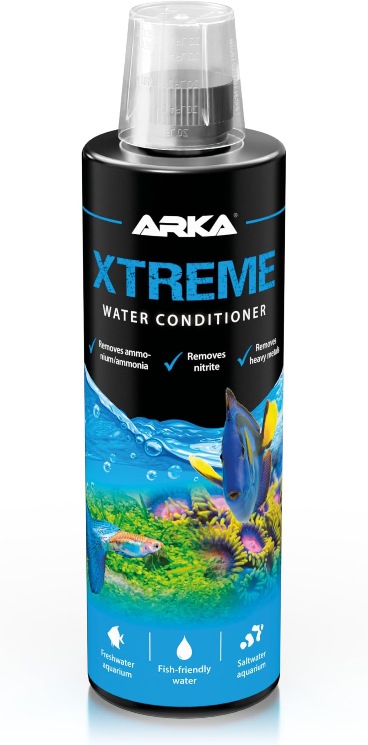Water conditioner for fish tanks 473 ml – makes tap water instantly safe – neutralises chlorine ammonia nitrite & heavy metals – protects fish & shrimp during water changes – ARKA Xtreme