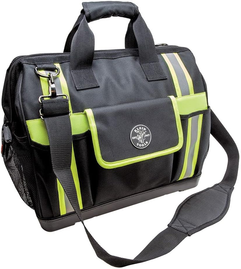 Klein Tools 55598 Tradesman Pro High-Visibility Tool Bag with 42 Different Sized Pockets and Detachable Shoulder Strap