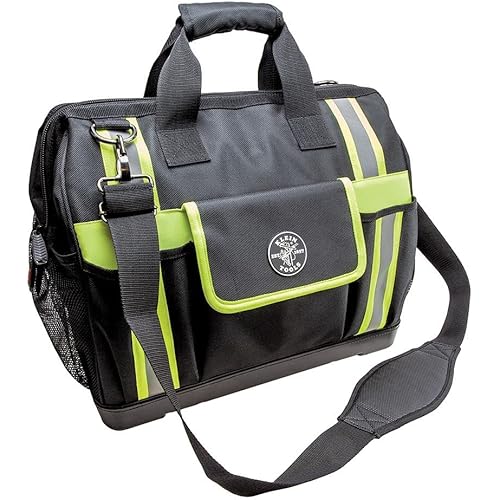 Klein Tools 55598 Tradesman Pro High-Visibility Tool Bag with 42 Different Sized Pockets and Detachable Shoulder Strap