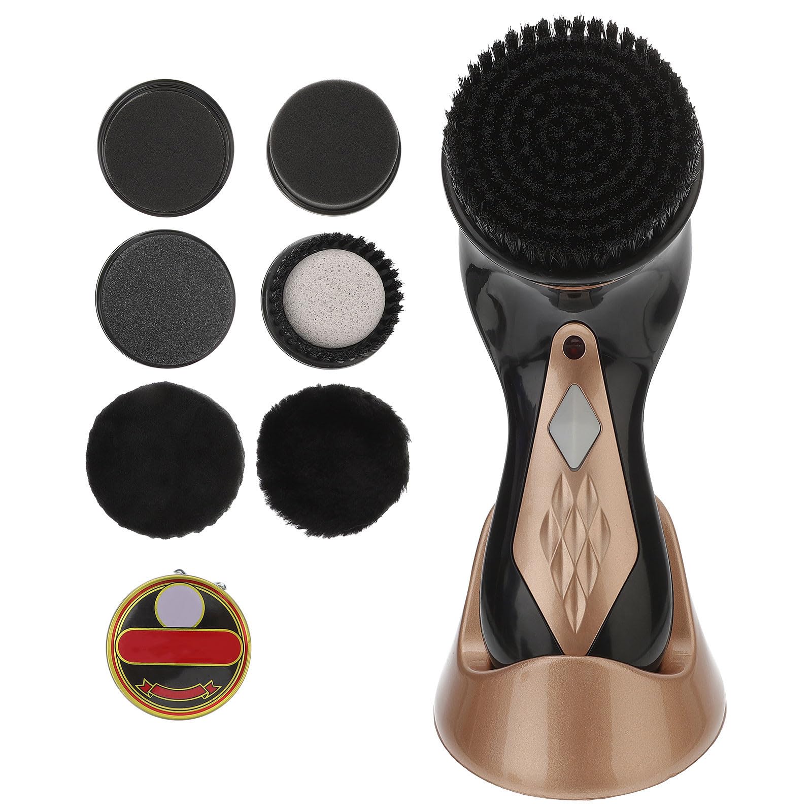 Cireuse à Chaussures Électrique Portable 7 Pièces Plastique 3, 7v 2, 2w | Charge Usb, Kit de Brosses, Accessoires Inclus, pour Cuir de Paquet et Tapis Auto, Couleur Or