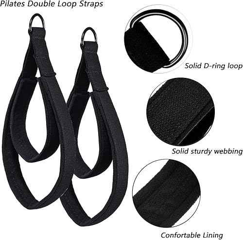 Miniatura 3 de 2 correas de doble bucle para pilates, correas de equipo de fitness, correas de doble acolchado para pilates en D, correas de doble bucle, correas