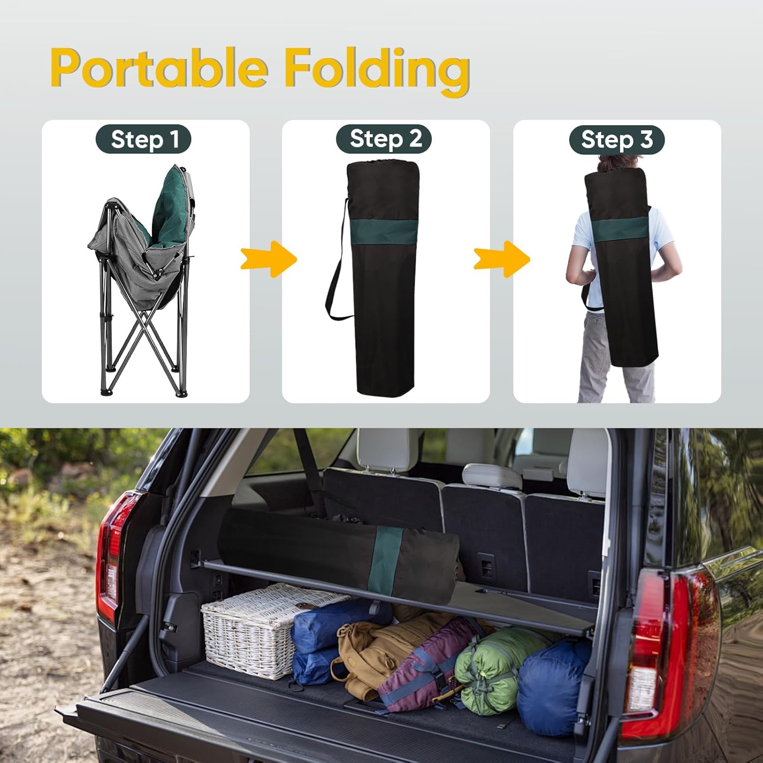 Colorsoul Heated Oversized Camping Chairs,Extra-Large Padded Outdoor Chairs 3 Level Heating&450lbs Support,Heavy Duty Folding Heated Lawn Chair for Patio,Tailgating,Battery NOT Included,Green - Image 9