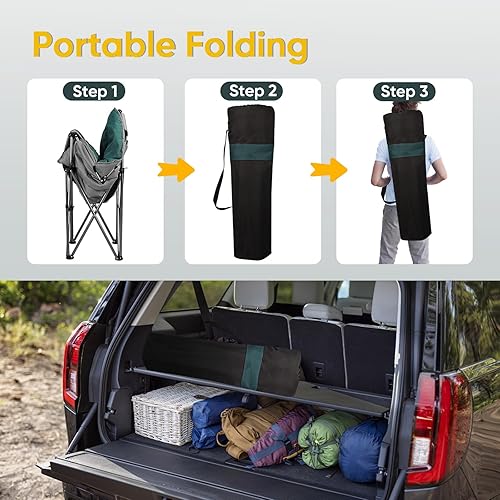 Miniatura 9 de Colorsoul Sillas de campamento con calefacción de gran tamaño, resistentes, totalmente gruesas y acolchadas para deportes al aire libre, silla