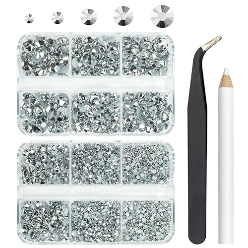 3060 unidades de diamantes de imitación de resina plateada con parte trasera plana metálica de 0.079 in, 0.118 in, 0.157 in, 0.197 in, 0.236 in, no