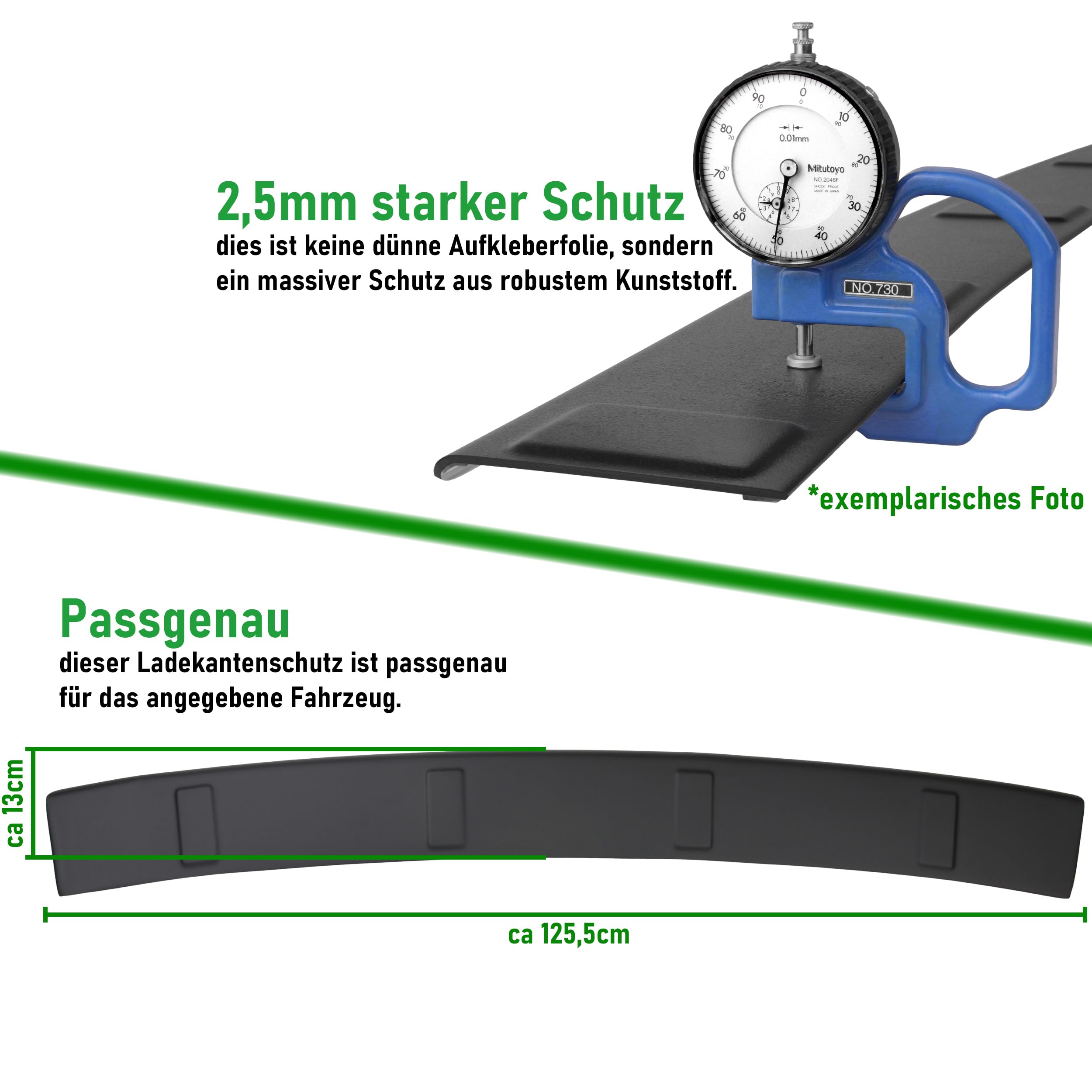 RECAMBO Protector de parachoques de plástico ABS, compatible con Citroen Jumpy III/BJ a partir de 2016, resistente y adaptable, protección óptima para el parachoques