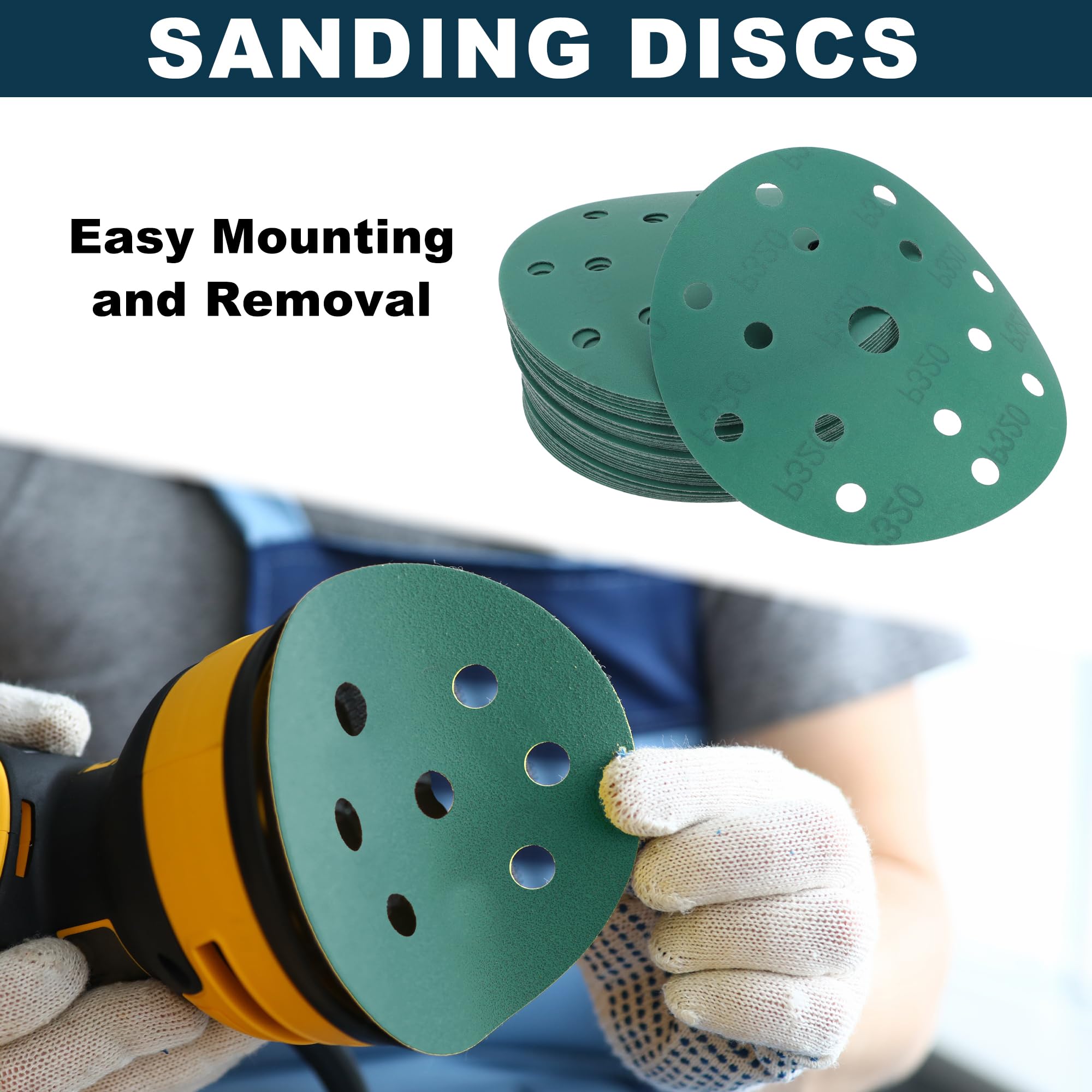 TUCKBOLD Car Sanding Discs 6inch 15 Hole 320 Grit Abrasion Resistance, Green - Image 2