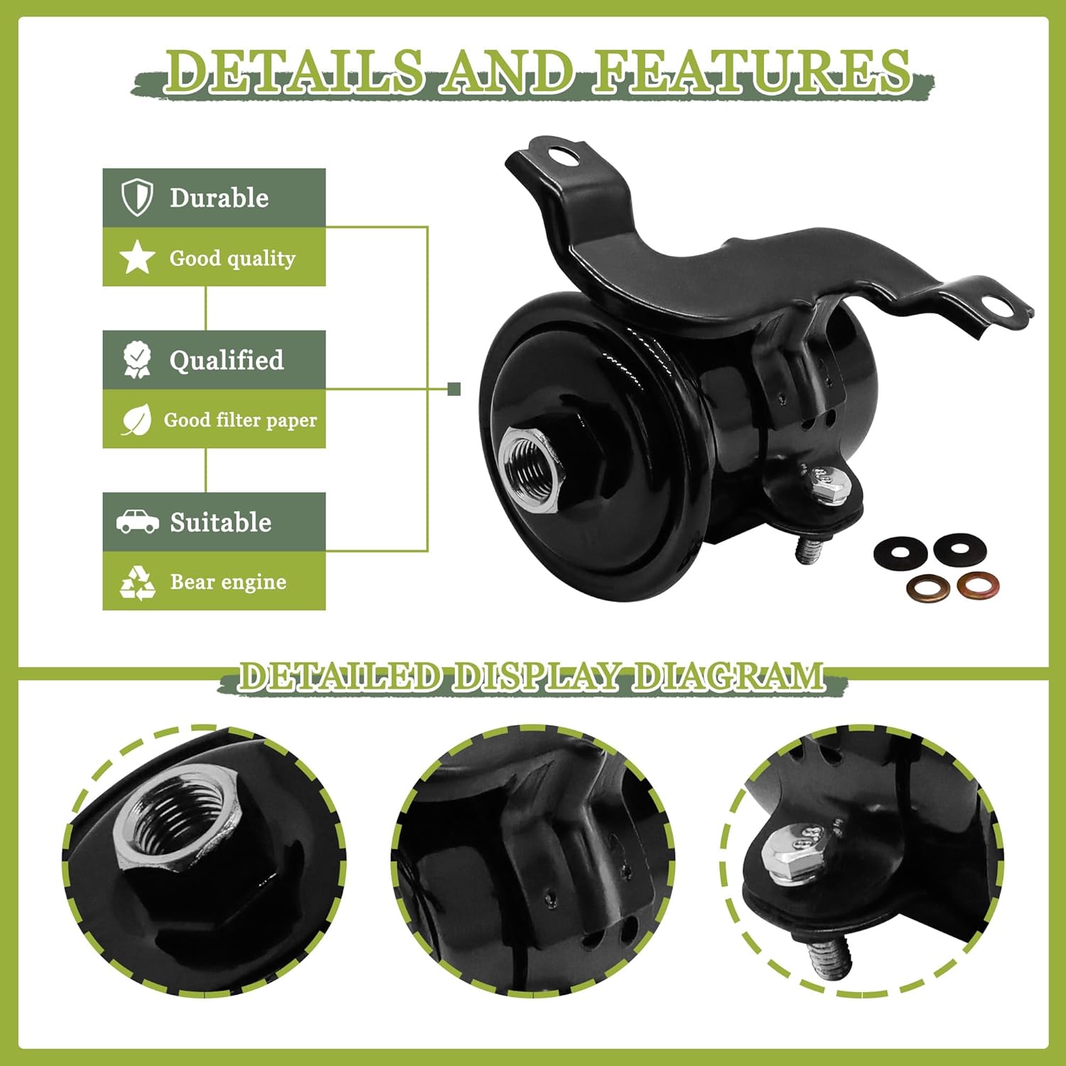 JA&MIU Gas Premium Fuel Filter 23300-62030 Compatible with Toyota 4Runner 1996-2002 V6 3.4L 5VZ-FE Replaces 2330062030