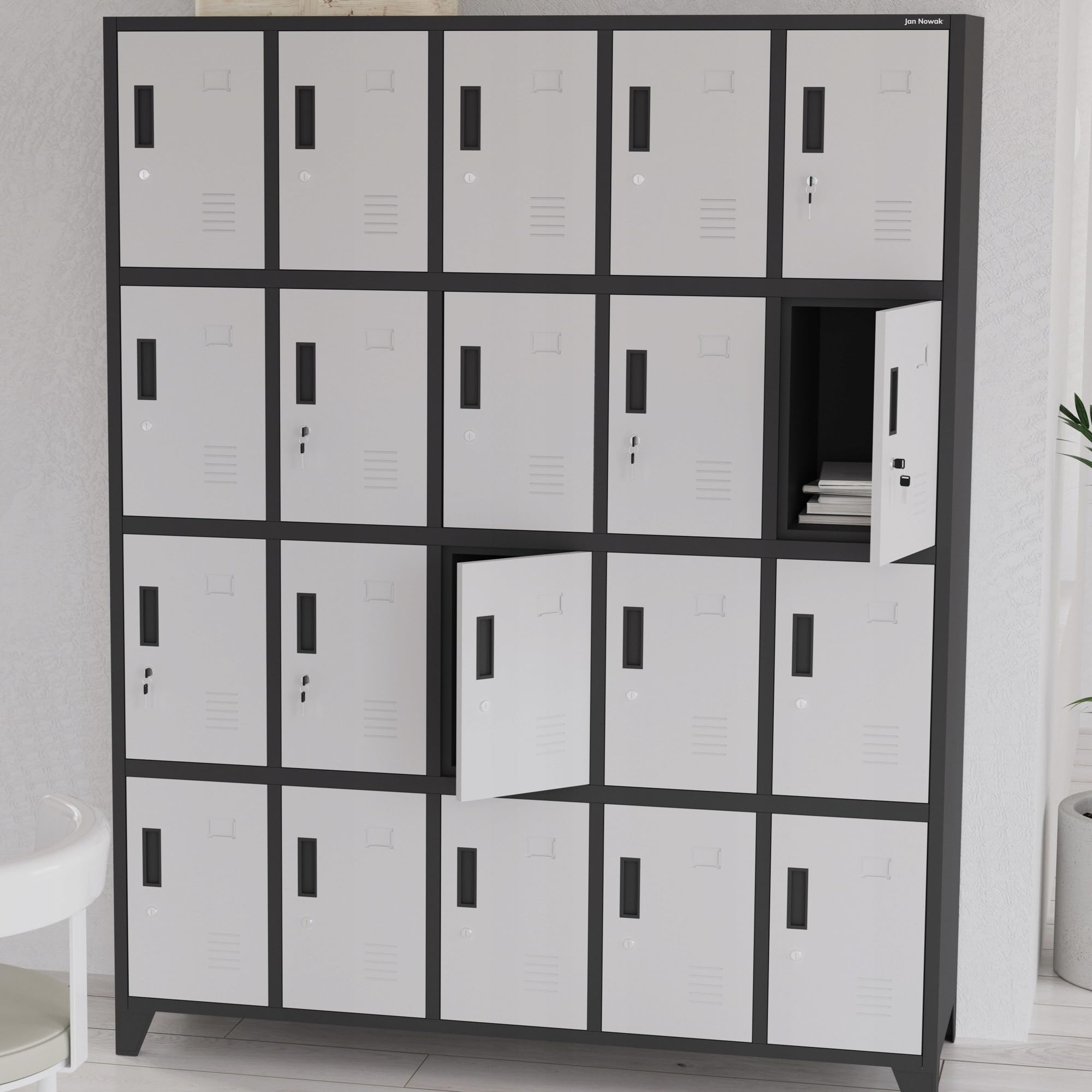 Domator Taquilla Vestuario 5B4A Armario Metalico con 20 Compartimentos Ranuras de ventilación Pintura en Polvo 172 cm x 136 cm x 45 cm