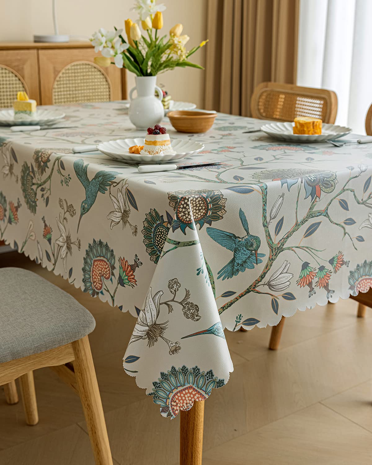 LIVETTY Wipe Clean Table Cloth Fabric Table Cloth Wipeable Rectangle Table 135x185cm, Waterproof Oil-Proof Coating - Image 4