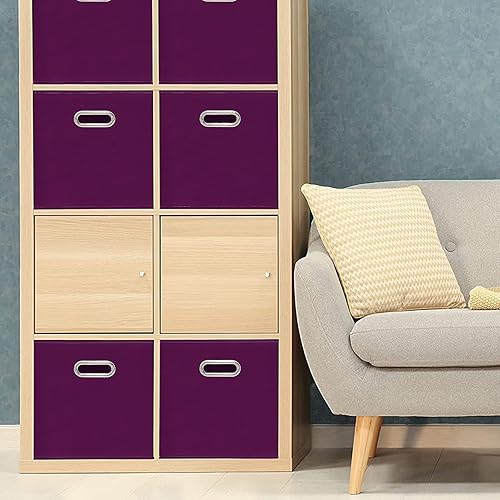 Vista 146 de Contenedores de almacenamiento de tela de tela, organizador de cubos de tela con asas dobles, cestas de almacenamiento plegables para el hogar