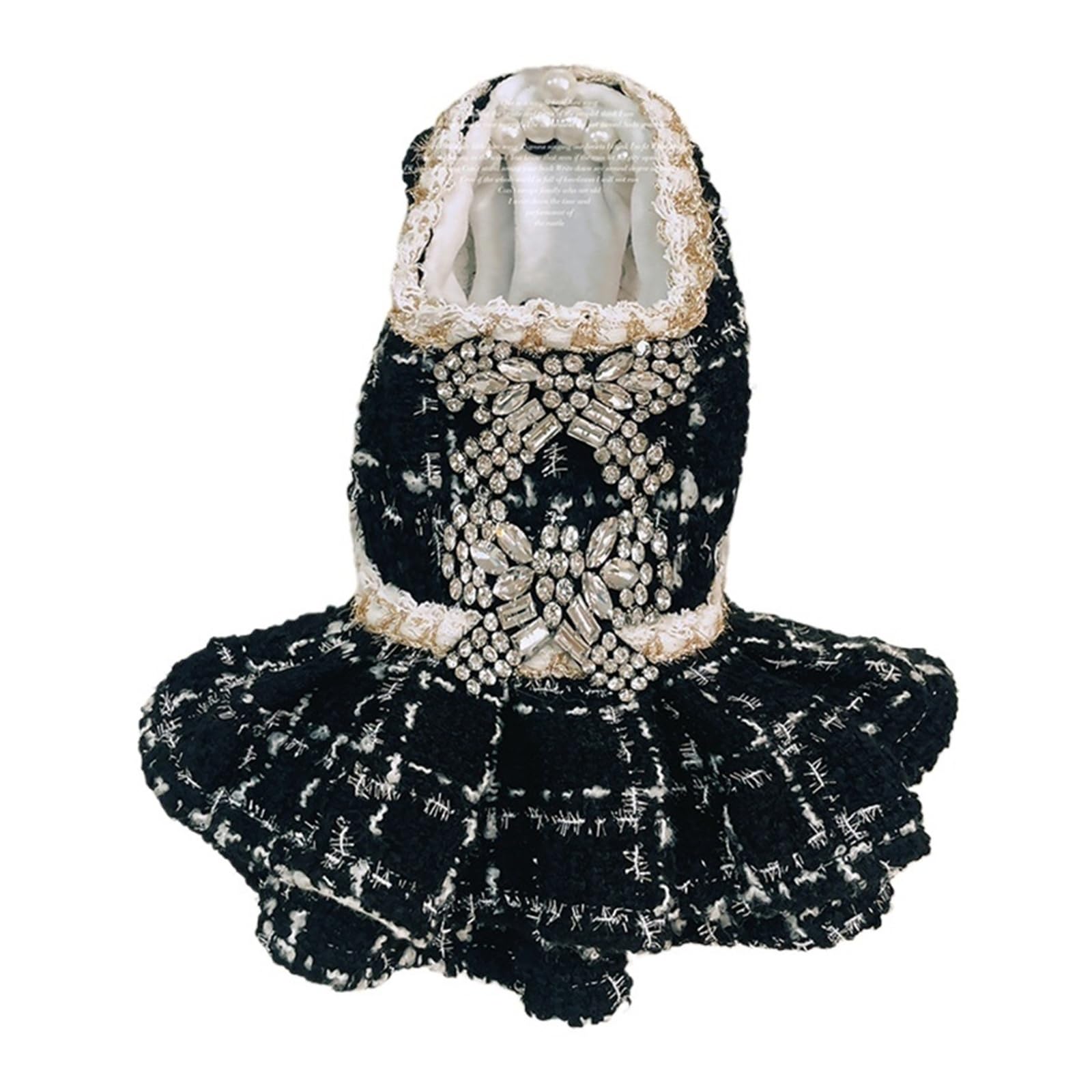 Otoño Invierno Ropa de Lujo for Mascotas Vestido Princesa cálido Felpa Malzis Yorkshire Cachorro Rhinestone Mujer Perros Boinas(White,M)