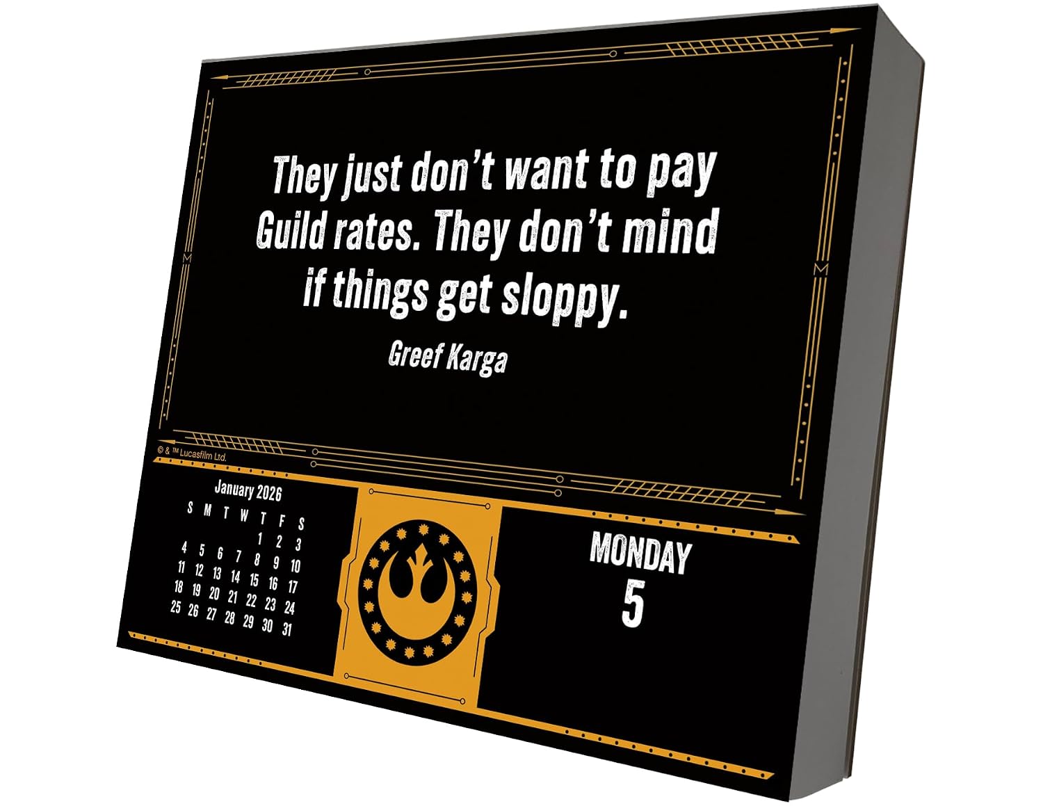 2026 Star Wars Mandalorian Day-at-a-Time Box Calendar      Calendar – Day to Day Calendar, June 19, 2025