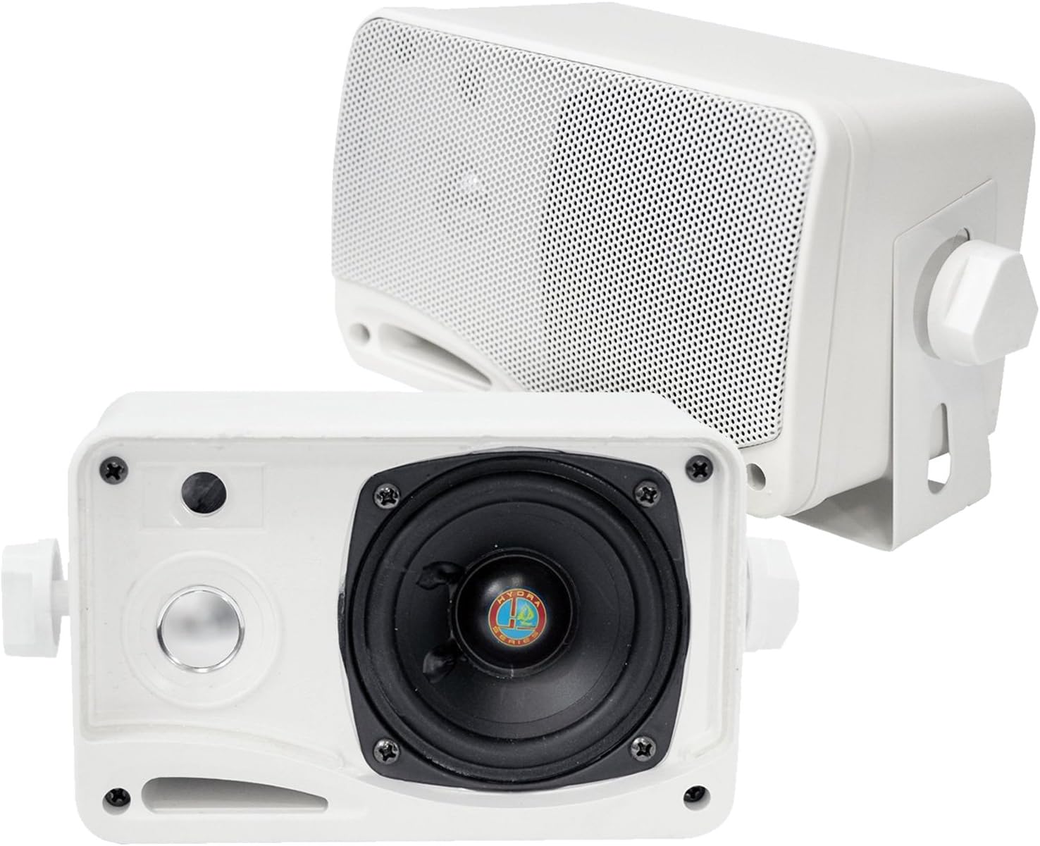 Home Theater Amplifier Audio Bluetooth MP3/USB/SD/AUX/FM Receiver System, with 4X 3.5'' 200 Watt 3-Way Weather Proof Mini Box Speakers (White), Enrock Audio 16-Gauge 50 Foot Speaker Wire