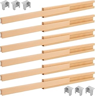 6 PCS 16 Inch Wooden Drawer Slides, Classic Wood Center Guide Track with Metal Glides, Dresser Slider Replacement Kit
