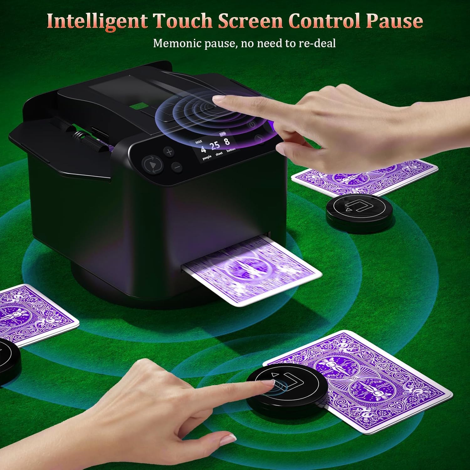 Mescolatore e mazziere di Carte Automatico 2 in 1, mazziere di Carte Rotante a 360 Gradi con Display OLED e Controllo sensibile al Tocco, mazziere Automatico Ricaricabile per Uno, Poker Black