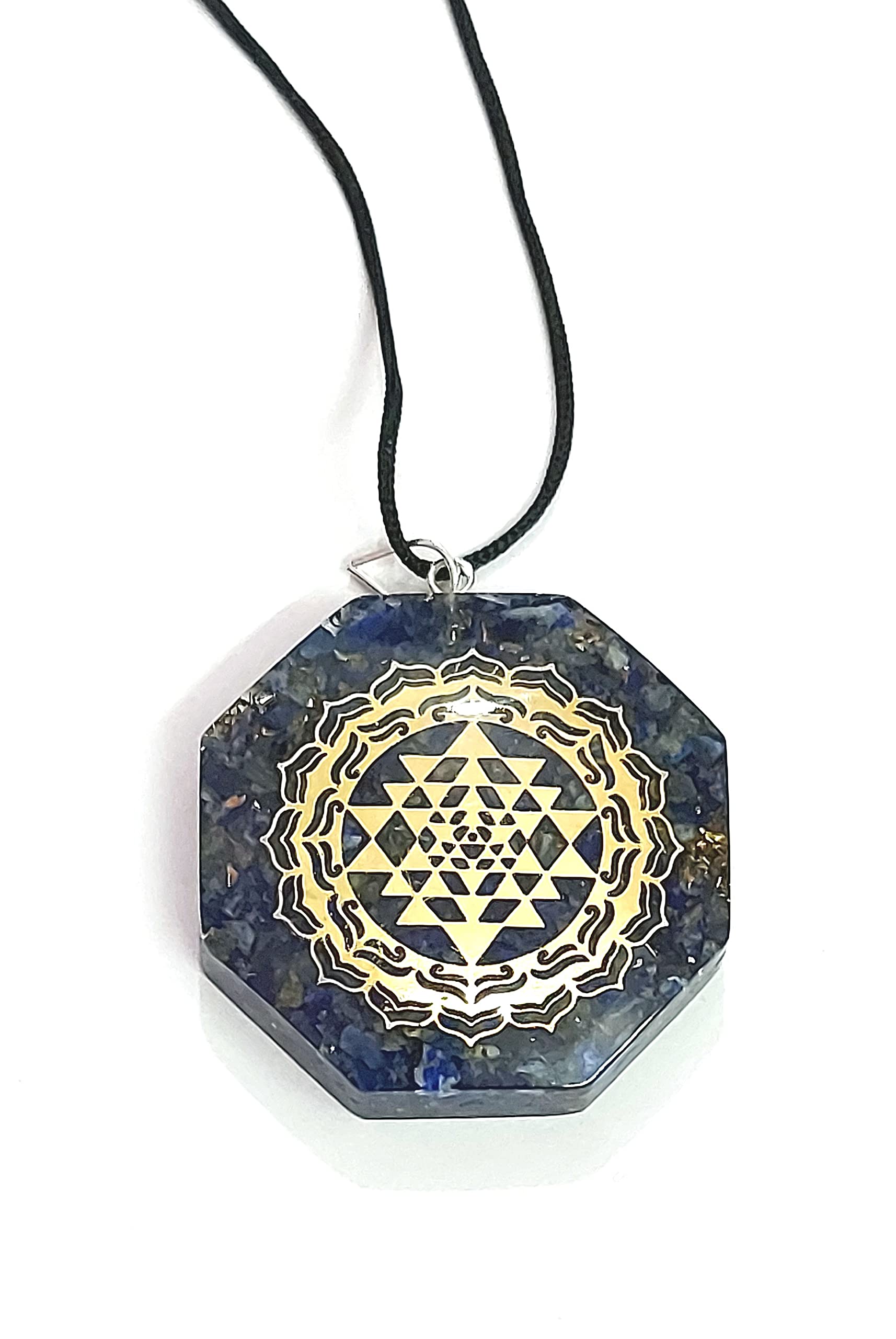 ASTROGHAR Shri yantra Laxmi Yantra Lapis Lazuli Crystal Chips Orgonite pendant For Men And Women, small, Others, Crystal