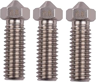 WUYUZI Extruder Stainless Steel Nozzle,3pcs 3D Printer Extruder Stainless Steel Volcano Nozzle M6 Thread Printer Head 0.6mm Output for Sidewinder X1 TEVO Little Monster 1.75mm Filament