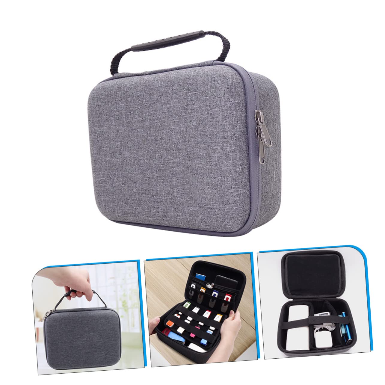 SECFOU Organizzatore Per Cavi Usb Elettronico Da Viaggio Realizzato in Eva Tessuto Oxford Durevole E Leggero Cerniera Design A Strappo