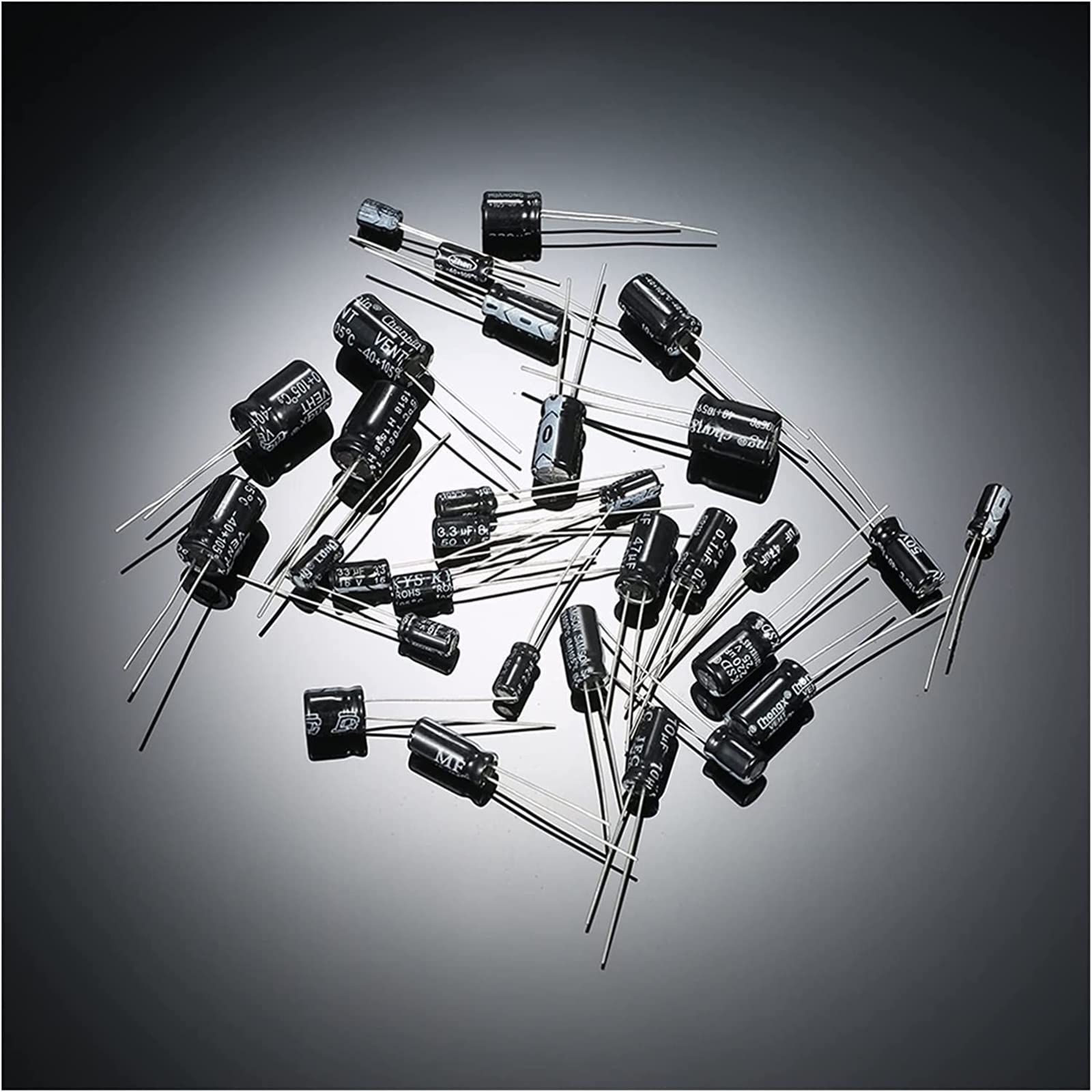 Accesorios electrónicos Kit de condensadores 900 piezas Kit de 30 valores 0.1uF-1000uF Condensadores electrolíticos Conjunto surtido Kit de condensadores 10V 16V 25V 50V Condensadores de mezcla Sumini