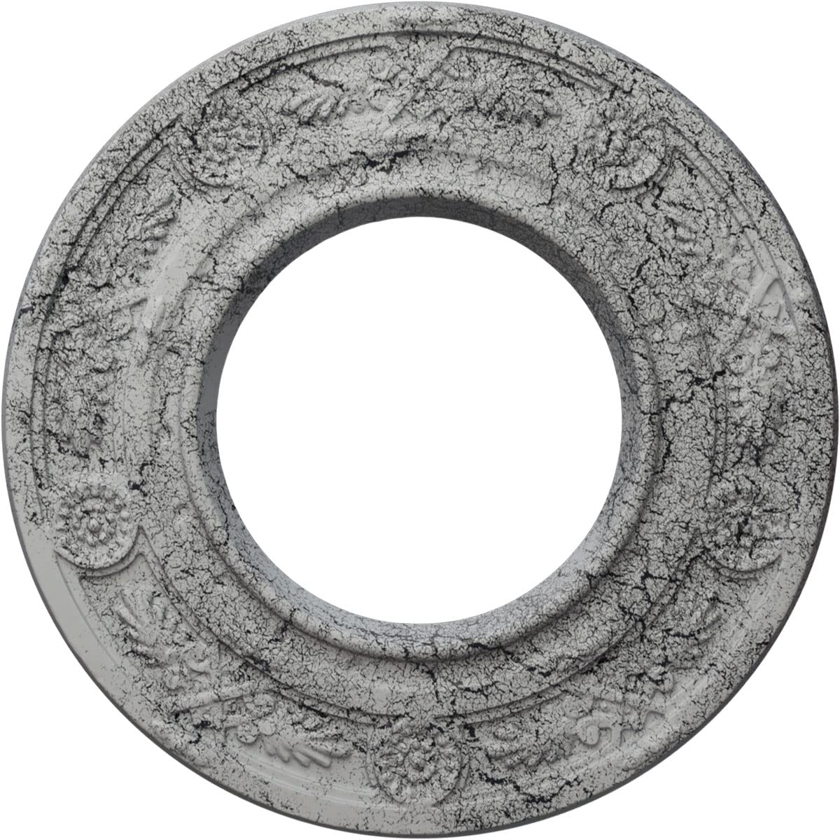 Ekena Millwork 8"OD x 3 7/8"ID x 1/2"P Daniela Fits Canopies up to 3 7/8" Ceiling Medallion, Ultra Pure White Crackle