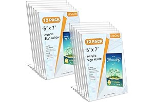 MaxGear 5" x 7" Clear Acrylic Sign Holder Display (Pack of 12)