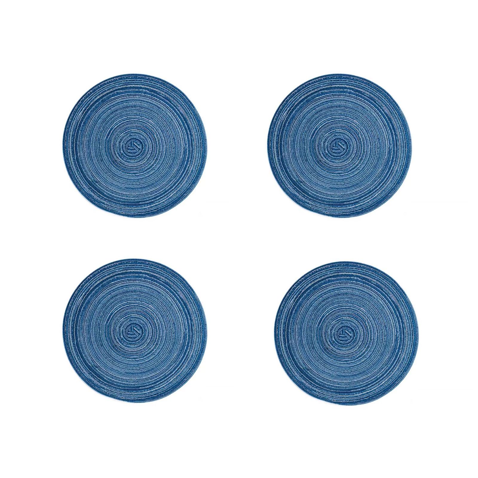 hogtnd Set of 4 Round Braided Woven Placemats Coasters Faux Rattan Coasters 30x30cm Placemat with Heat Resistant and Easy Wipe Heat Resistant Placemats
