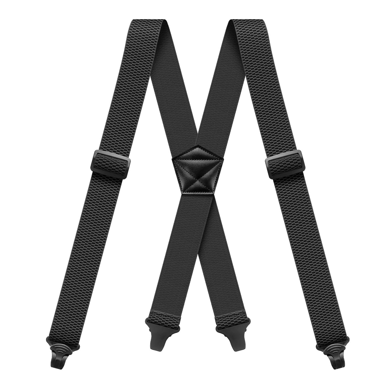 Suspenders for Men Heavy Duty 1,6 cala Wide Airport Friendly Hidden Suspenders with 4 Plastic Gripper Clasps Adjustable Elastic Braces for Casual Work X-Back czarne