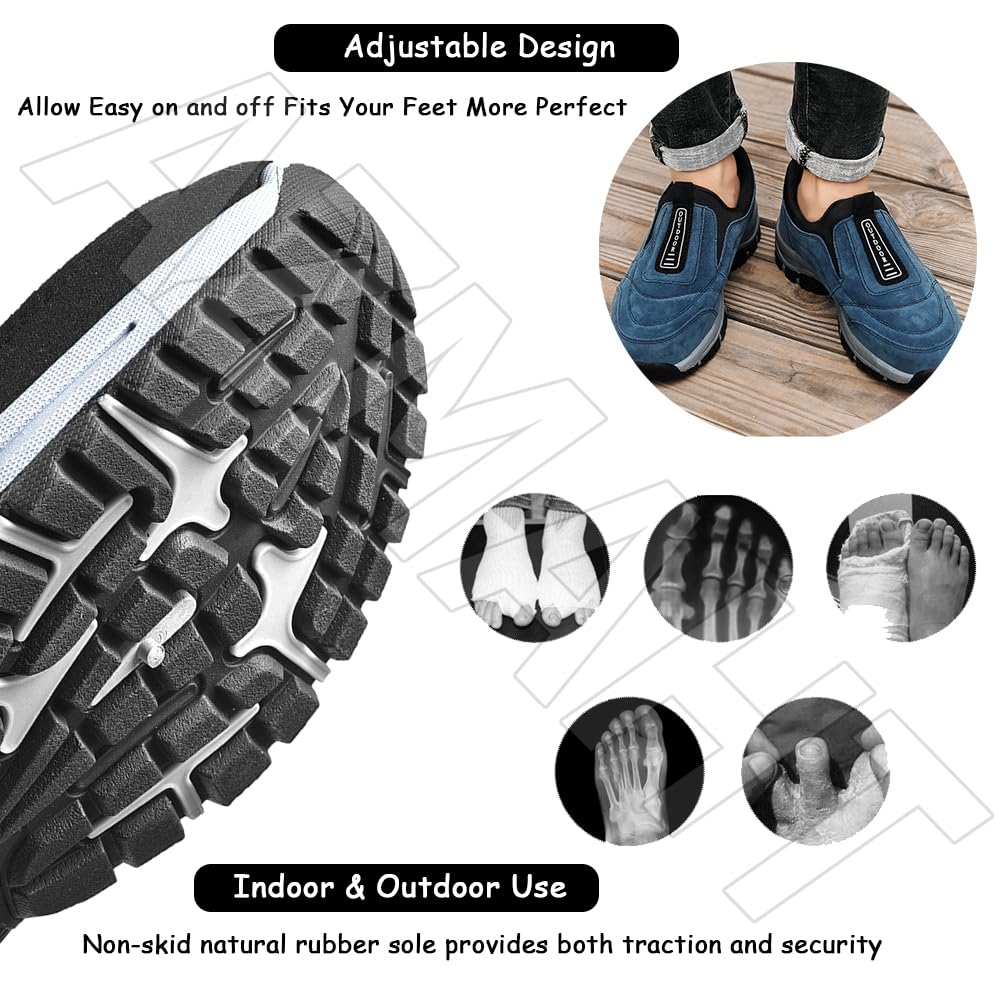 Mocasines sin Cordones para Hombre Zapatillas Trail Running Hombre Zapatillas Senderismo Trekking Zapatos Montaña Antideslizantes Transpirables,Azul,39/245mm