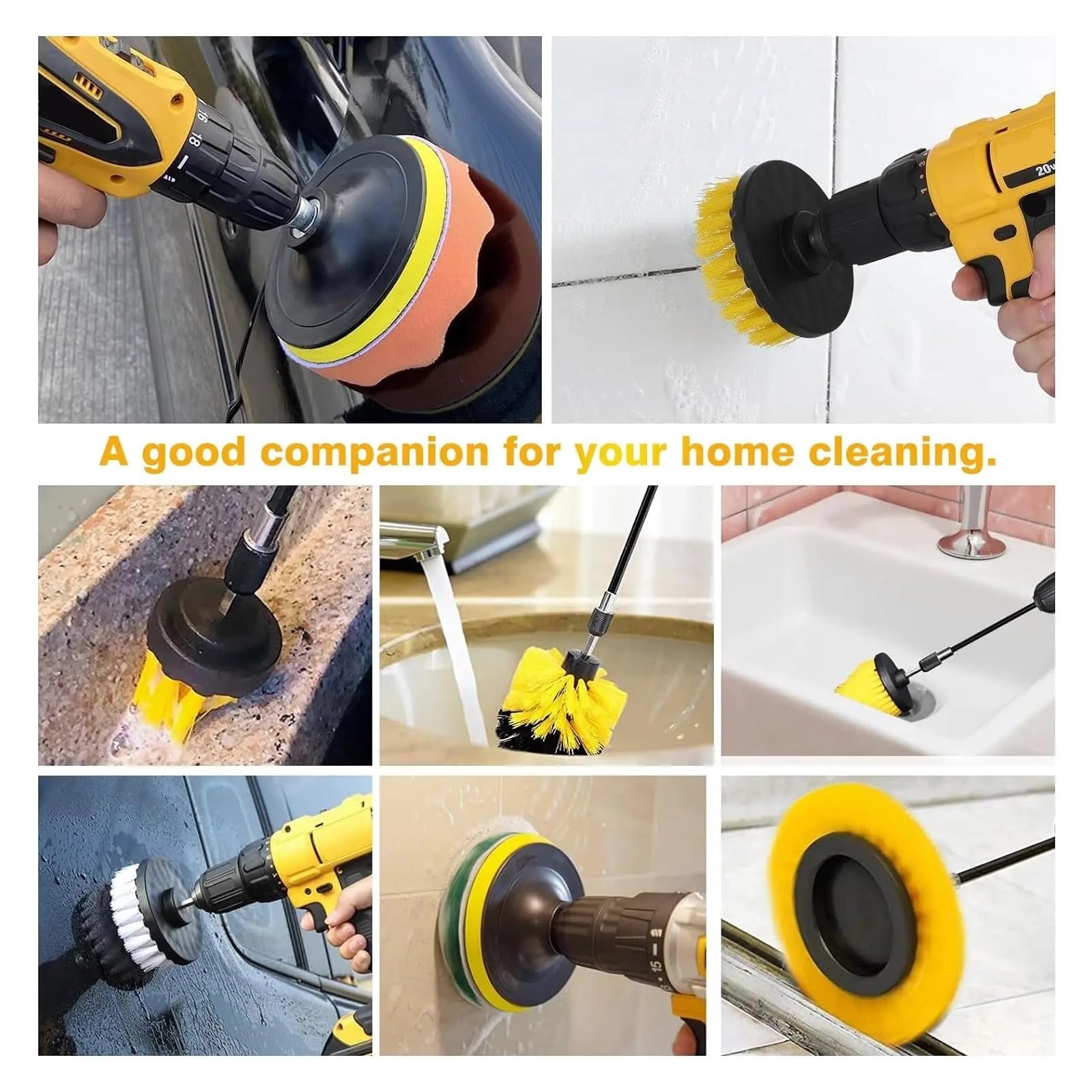 Juego de 30 Accesorios de Cepillo de Limpieza eléctrica con Estropajo, Esponja, Cepillo de Alambre y Accesorio Extensible for Suelos de baño