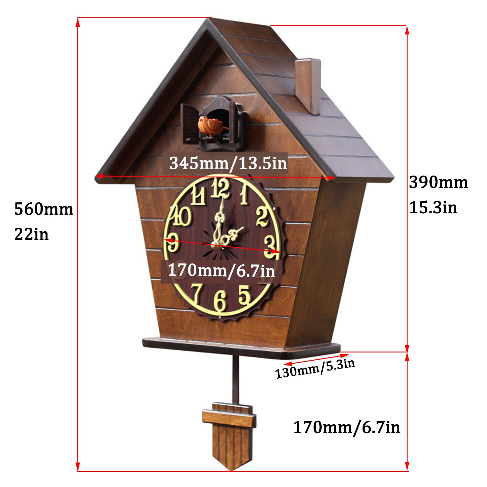 Relojes De Cuco,Reloj De Pared,Madera Maciza De Cuco De La Selva Negra De Relojes De Cuco para Cocina Salón Apartamento Cuco Reloj De Cuco De Tradicional Relojes De Cuco