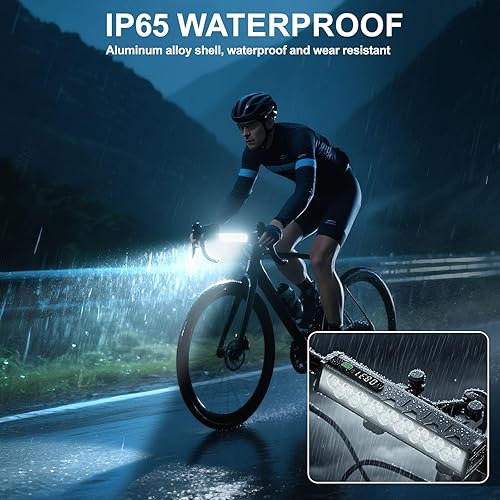 Miniatura 6 de 4800 Lumen Bike Lights, USB-C Rechargeable Bicycle Light, Super Bright Bike Lights for Night Riding, IP65 Waterproof Bicycle Headlight, for