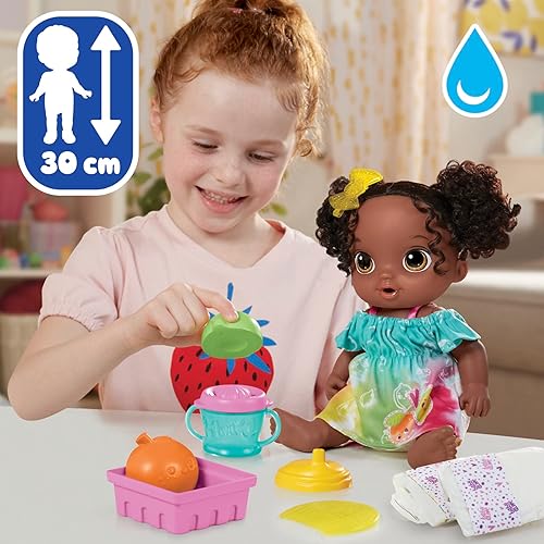Miniatura 4 de Baby Alive Muñeca Fruity Sips, lima, juguetes para niñas de 3 años, juego de muñecas de bebé de 12 pulgadas, bebidas y húmedas, exprimidor de