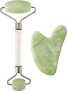 Skin Gym Rodillo facial de jade y herramienta...