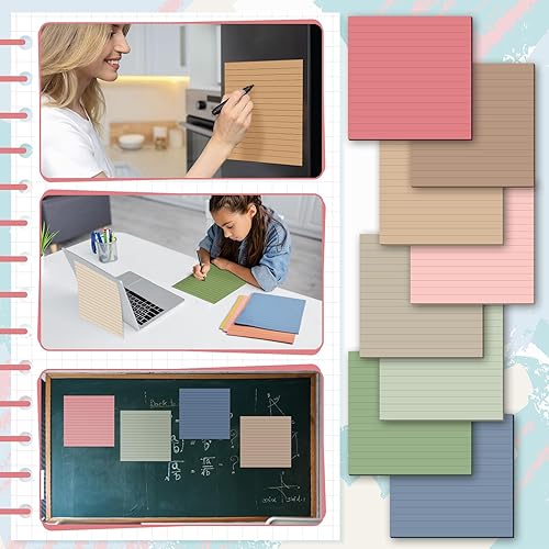 Miniatura 6 de 8 blocs de notas adhesivas grandes de 11 x 11 pulgadas forradas de notas adhesivas gigantes, almohadillas adhesivas grandes y fuertes de poder de