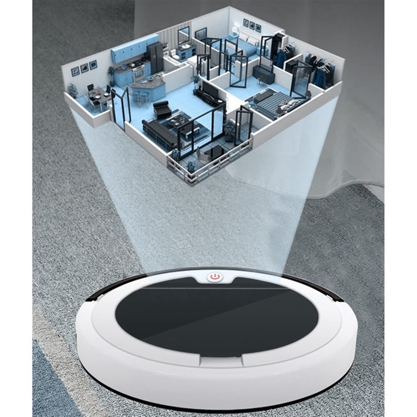 YIOUYI Sweeping Robot, Vacuum Cleaner Robot Smart Remote Control Wireless Cleaning Machine Floor Sweeping Dry Wet For Home (Color : Dark blue)