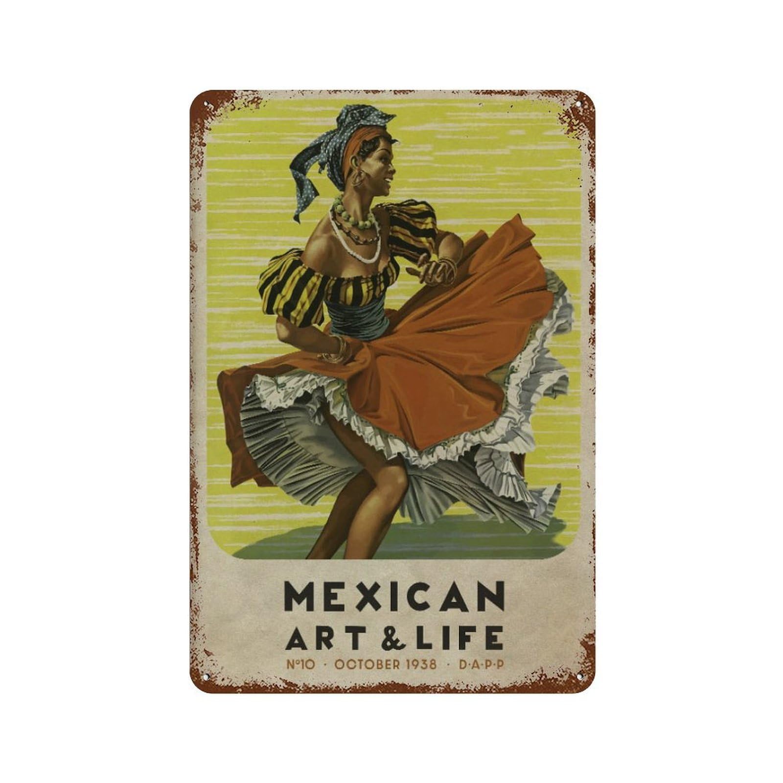 xiaoxiaoshen Vintage Mexican Dancer Travel Wall Decor Art Metal Tin Poster Modern Home Decor Art Home Bar Shop Decorations Vintage Sign 30x20cm