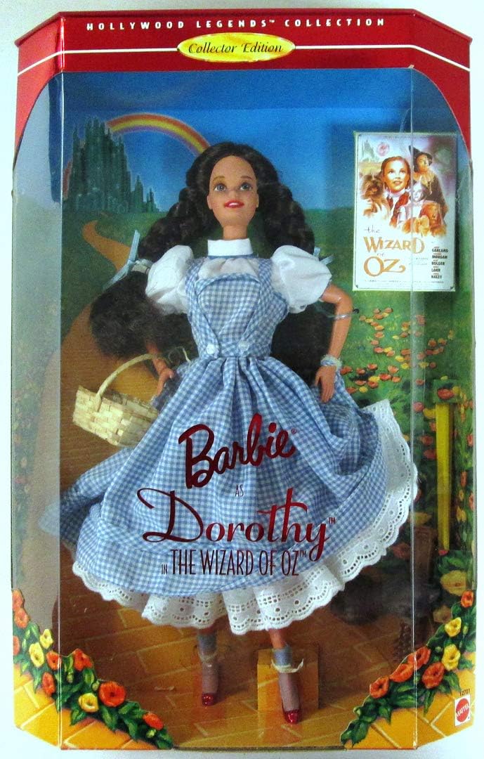 Hollywood Legends Collection, Collector Edition, 1995 Barbie Dorothy in The Wizard of Oz in Box, Never been Opened, Doll Stand and Hairbrush Included, Toto in Basket, Beautiful Art Work; Mattel 12701 by Mattel