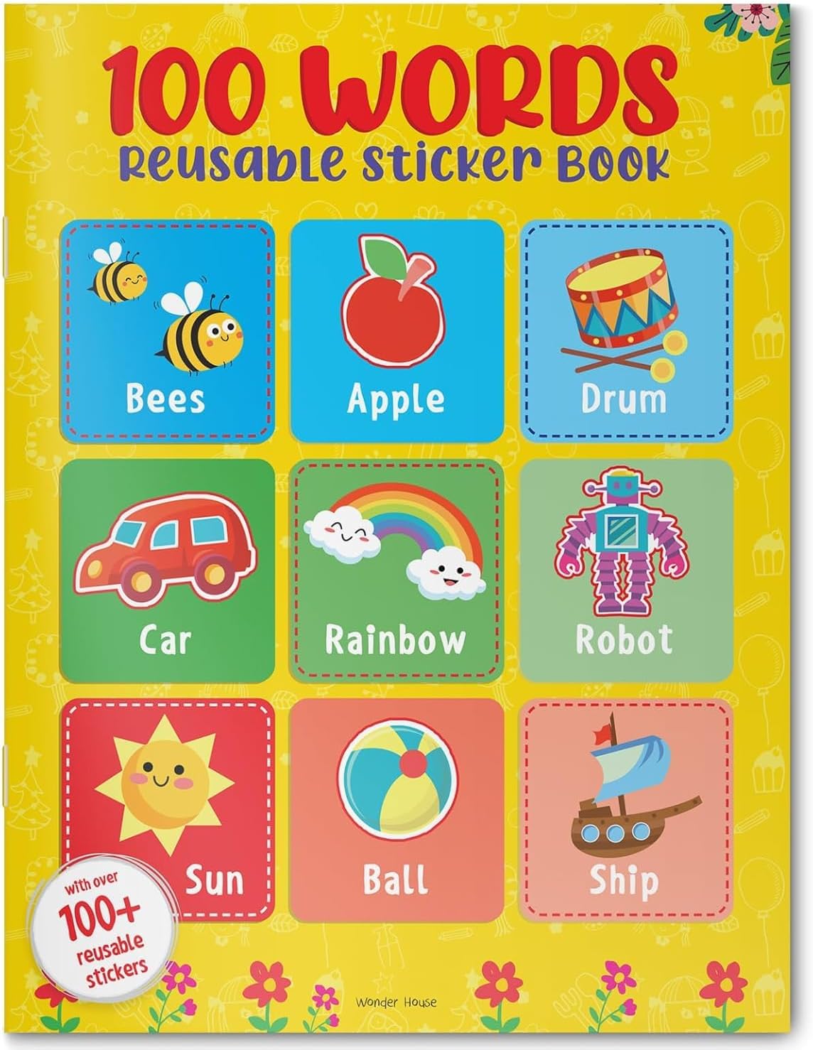 100 Words Reusable Sticker Book For Children