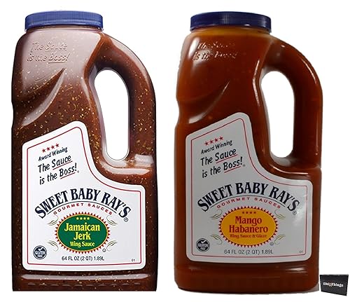 Miniatura 1 de Sweet Baby Ray's - Salsa de alas y glaseado de 64 onzas (paquete de 2, mango habanero y jerk jamaicano)