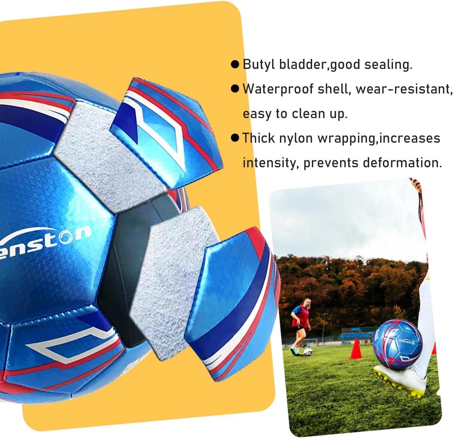 Senston Soccer Ball Size 3 & Size 4 & Size 5 for Kids and Adult Official Match Training Soccer Ball with Pump