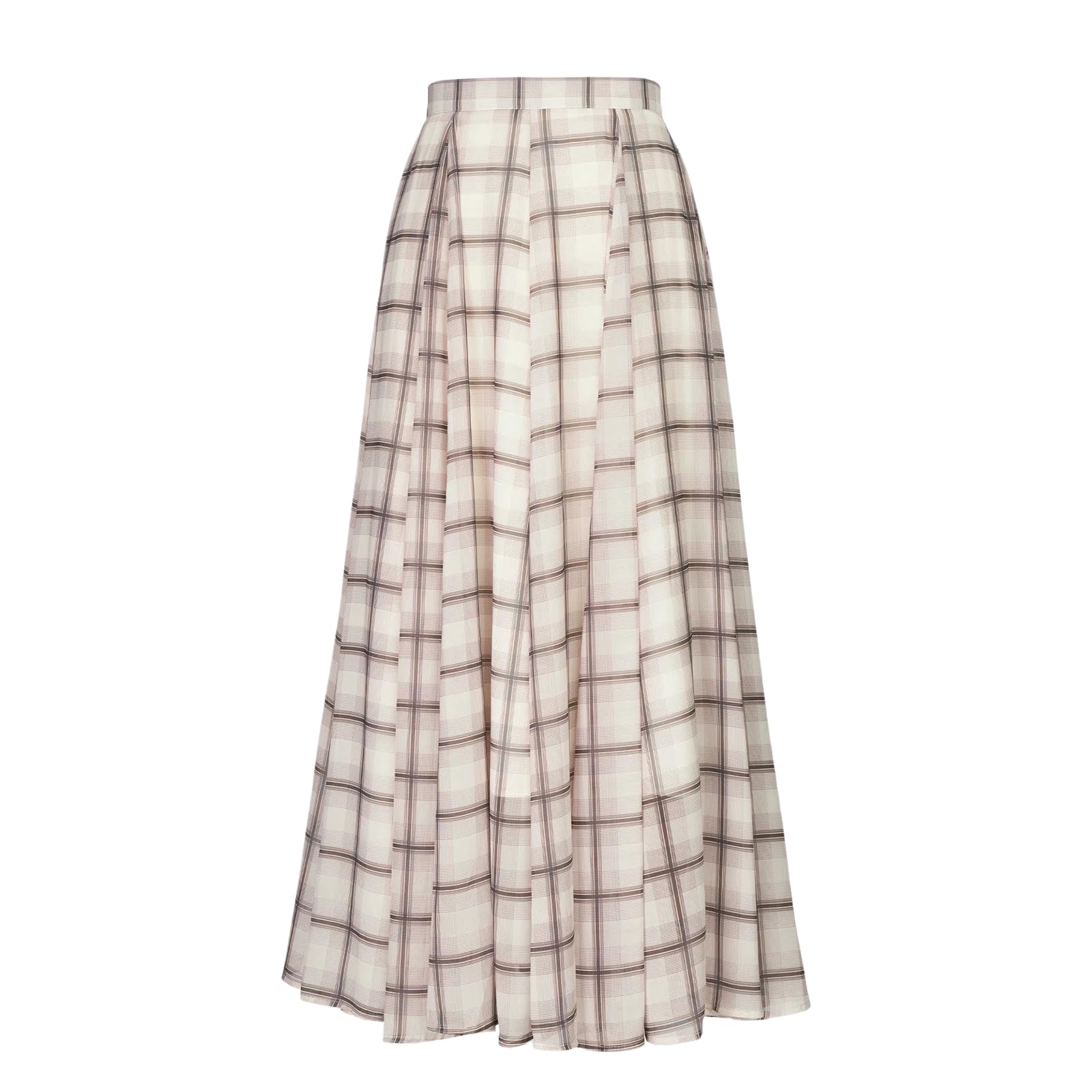 Gonna Lunga da Donna Coffee Check Resort Stile Vita Alta Piegata Una Linea Casual Primavera Estate-a-s