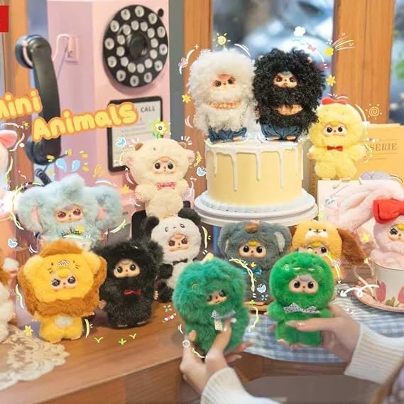 Baby Three Mini Animal World Series Plush Blind Box, Random Design Action Figures (1 of 15 Possible Styles) Cute Figures Collectible Toys Birthday Gifts Home Decorations (1Pc-Blind Box)