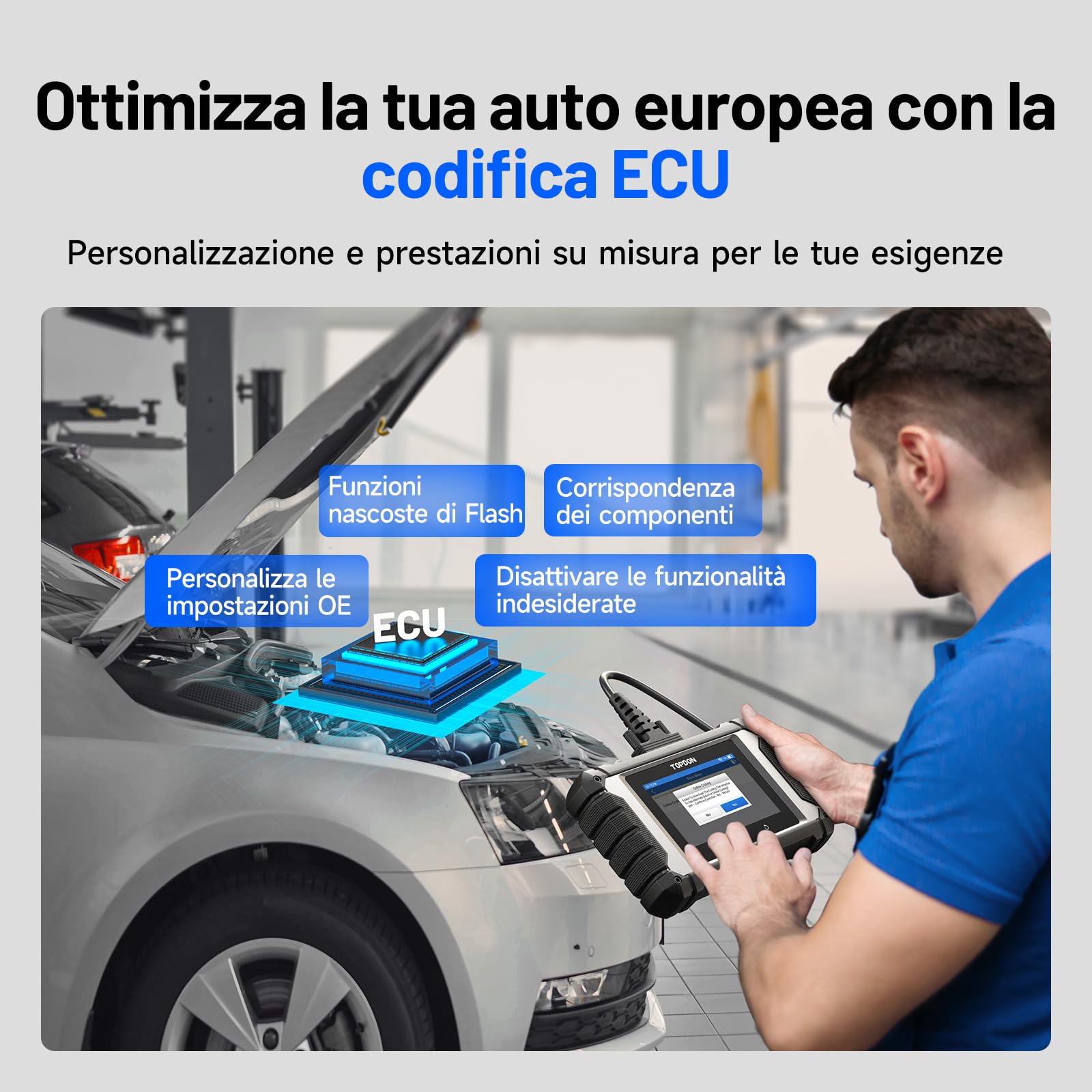 TOPDON ArtiDiag EU, Diagnostic Multimarca Completo per BMW/Benz/VAG, Scanner Bidirezionale, Codifica ECU Online, Tutti i Servizi di Manutenzione, Aggiornamenti Gratuiti a Vita