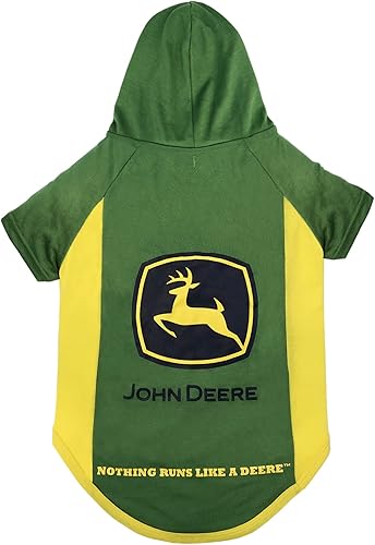 Miniatura 1 de Pets First John Deere - Camiseta con capucha para perro, talla M. Ropa cálida para mascotas con capucha para mascotas, perros, gatos, cachorros,