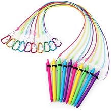 Harloon 30 Sets Leash Pen Silicone Lanyard 24 Spring Snap Hook Safety Neck Strap Pen with Refills for Notebook