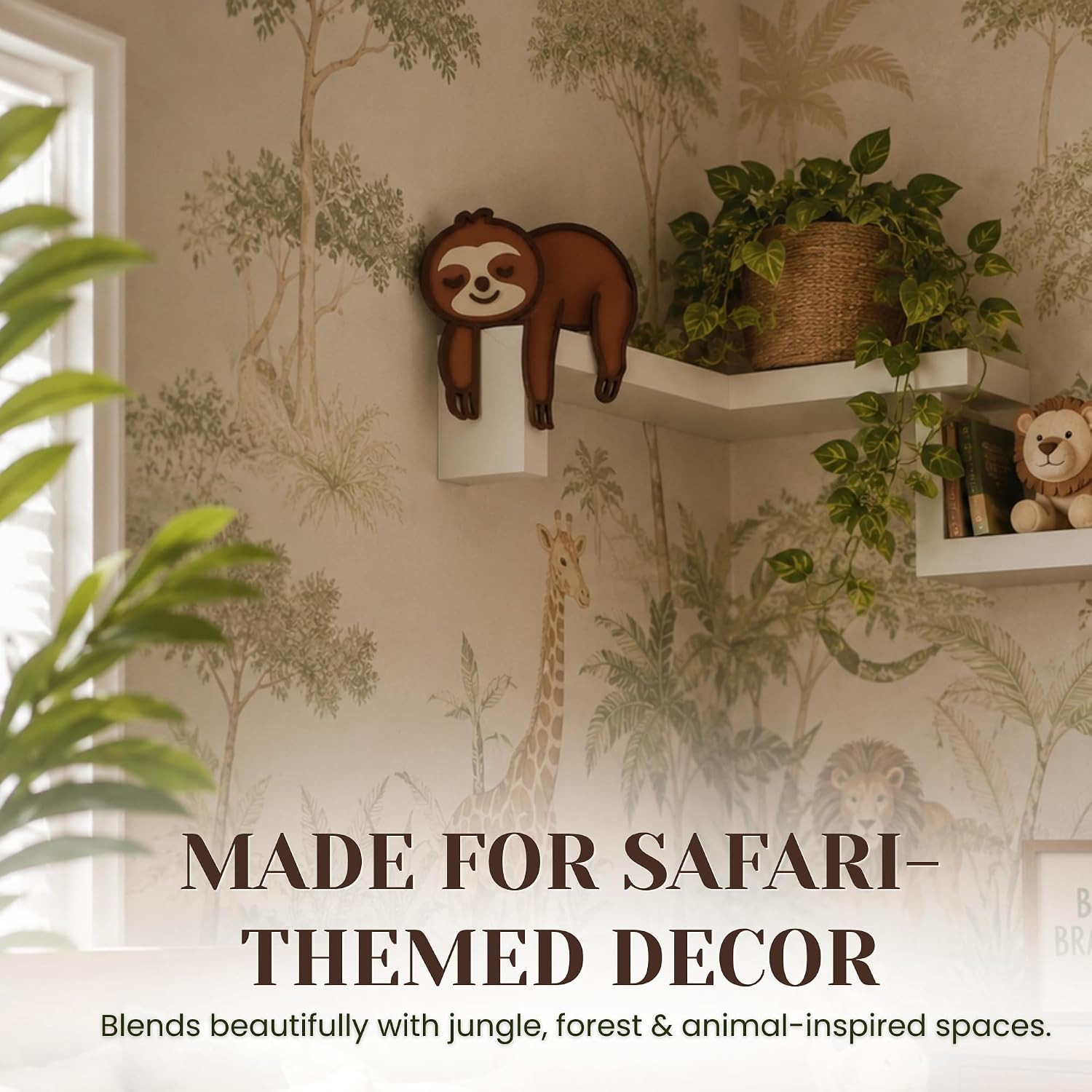 3D Sloth Wall Art Room Decor - Unique Jungle Theme Nursery Wall Decor & Door Topper for Boys & Girls Dorms, Cute Safari Themed Decorations for Bedroom & Classroom, Whimsical Gift for Sloth Lover (Left) image 4