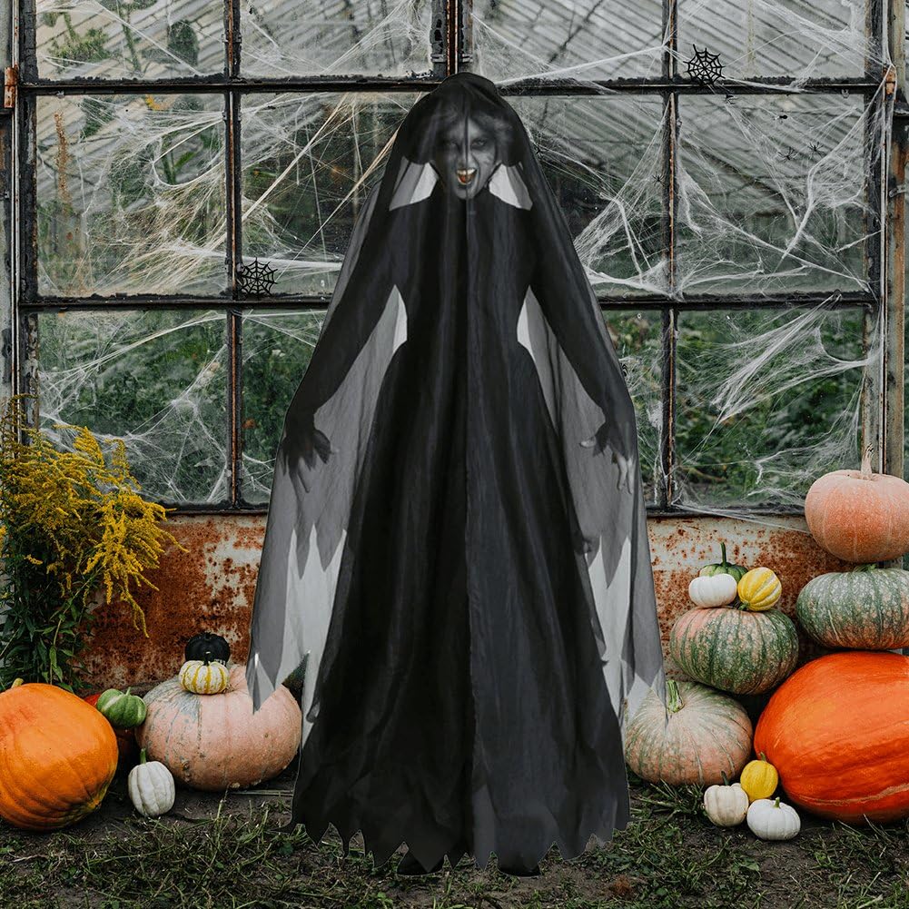 Disfraz De Novia Fantasma Para Mujer – Conjunto De Halloween Con Falda Larga, Capa Con Capucha, Guantes Y Antifaz, Ideal Para Fiestas De Terror