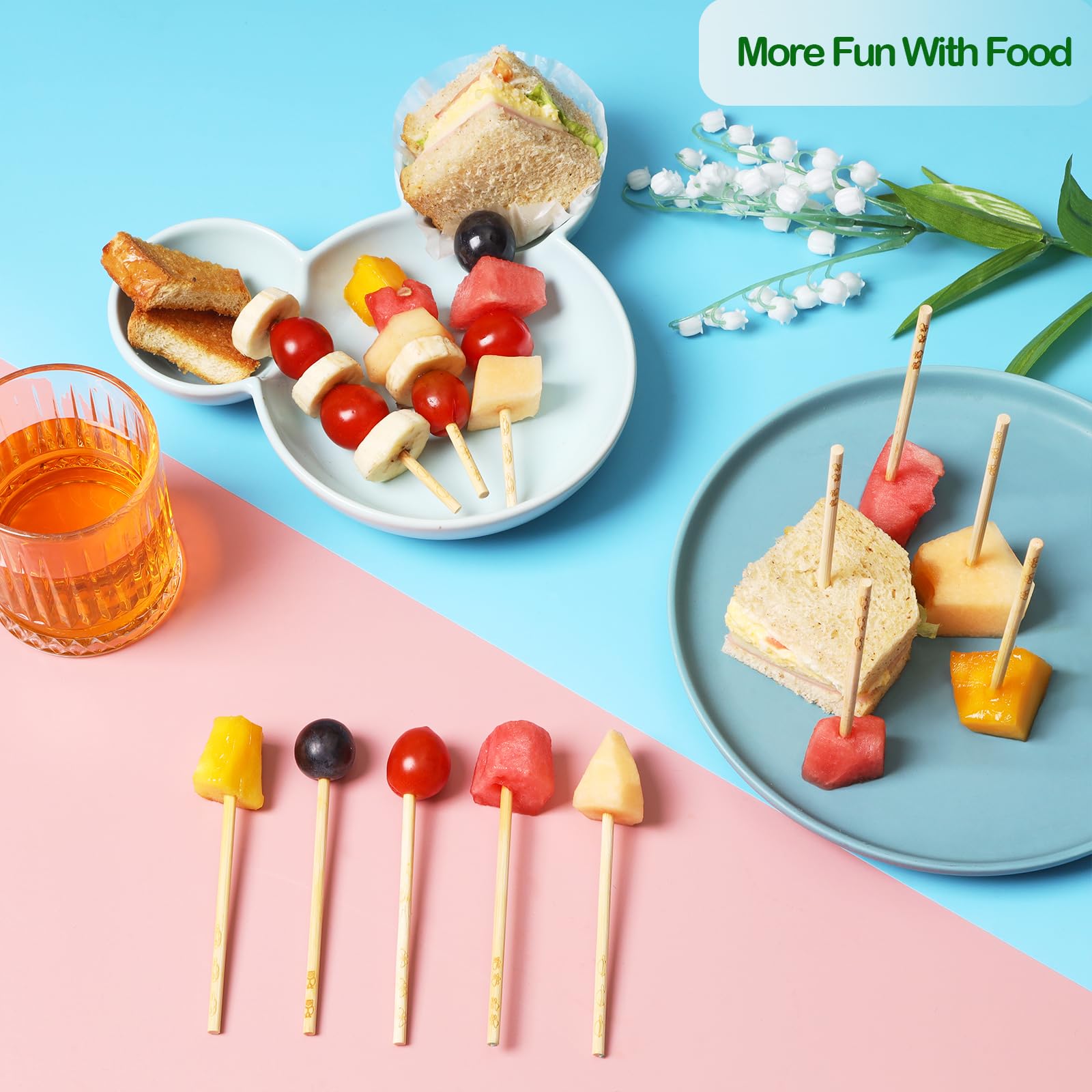 Amazon.co.jp: 天然竹串 4インチ(≈4.7.6cm) 子供に優しい/真の半尖